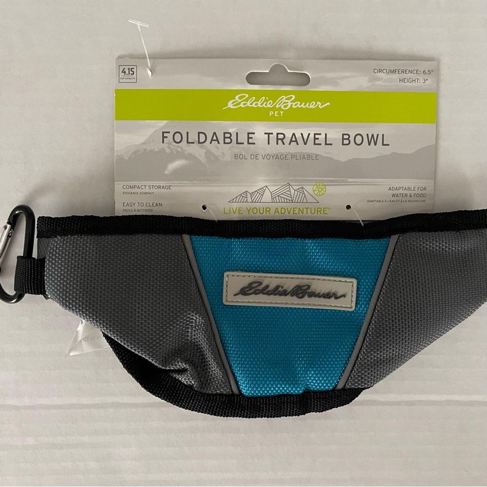 Eddie Bauer Portable Pet Bowl - Black and Blue